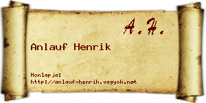 Anlauf Henrik névjegykártya